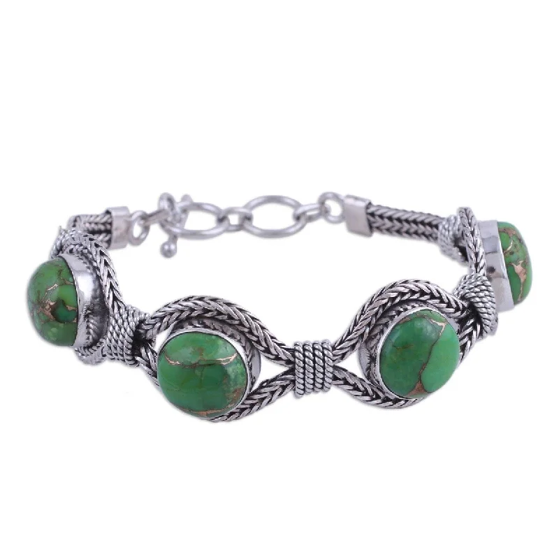 Thin pearl bangles-NOVICA Heavenly Greens, Sterling silver pendant bracelet