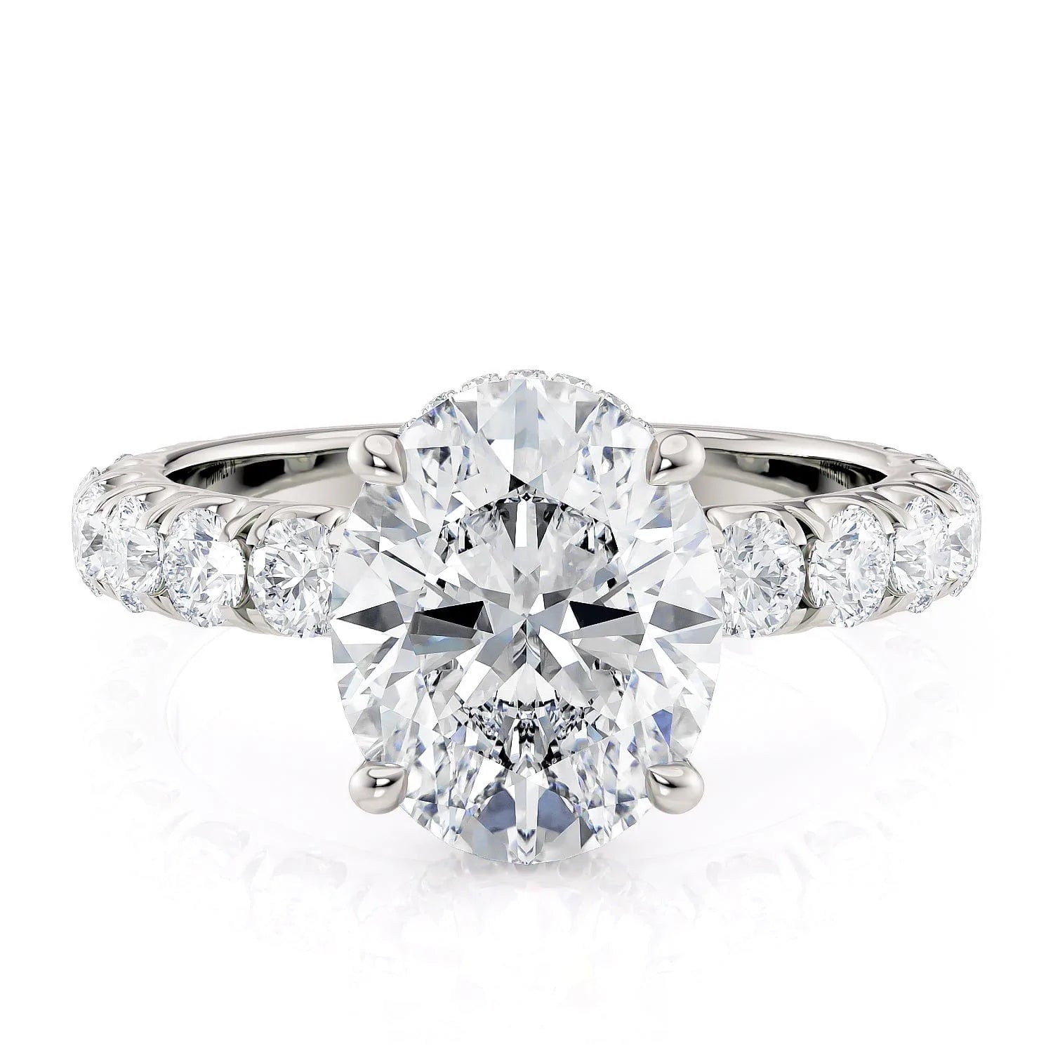 Cluster diamond engagement rings-Crown R793-3-OV