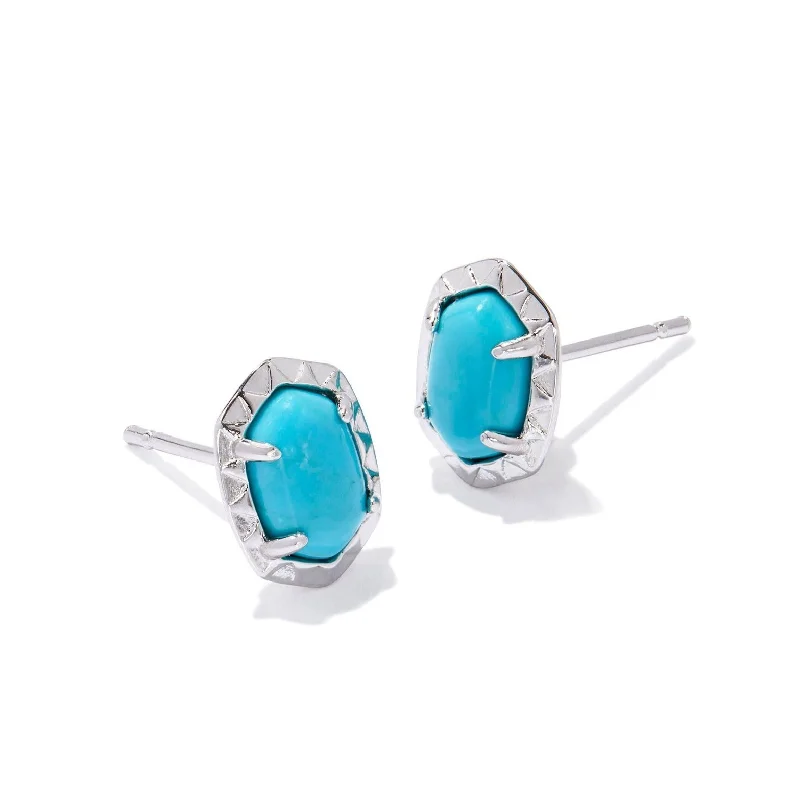 Tiny heart earrings-Kendra Scott | Daphne Silver Stud Earrings in Variegated Turquoise Magnesite