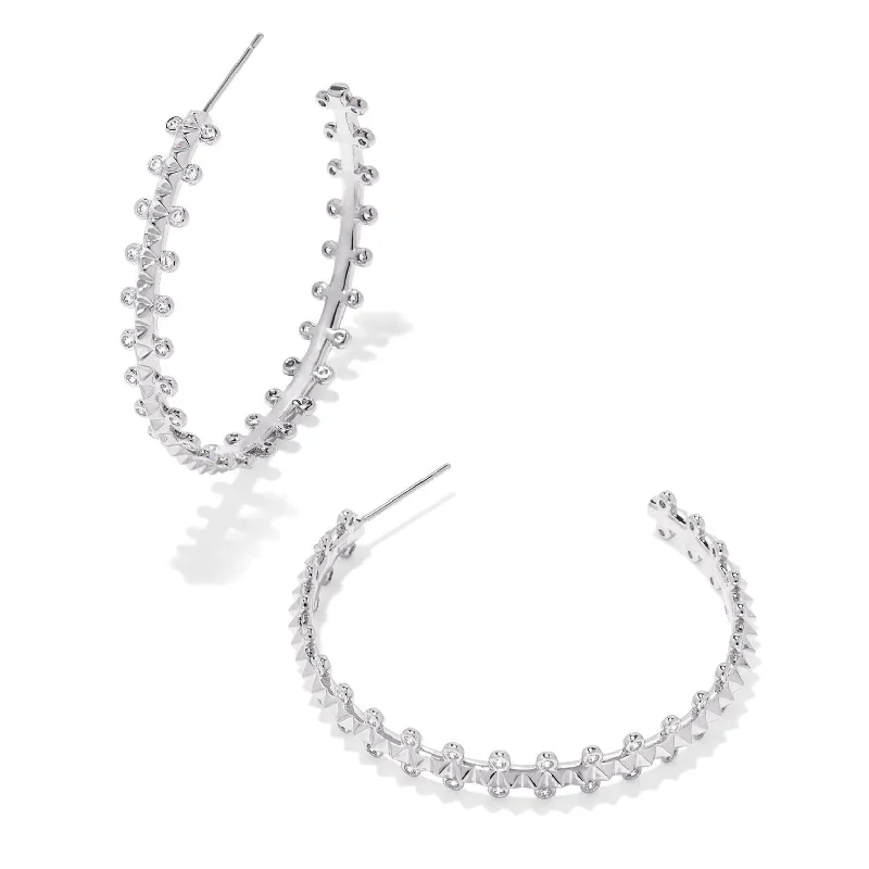 Ripple drop earrings-Kendra Scott | Jada Silver Hoop Earrings in White Crystal