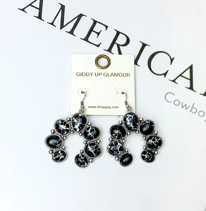 Ripple drop earrings-Squash Blossom Stone Earrings In Black