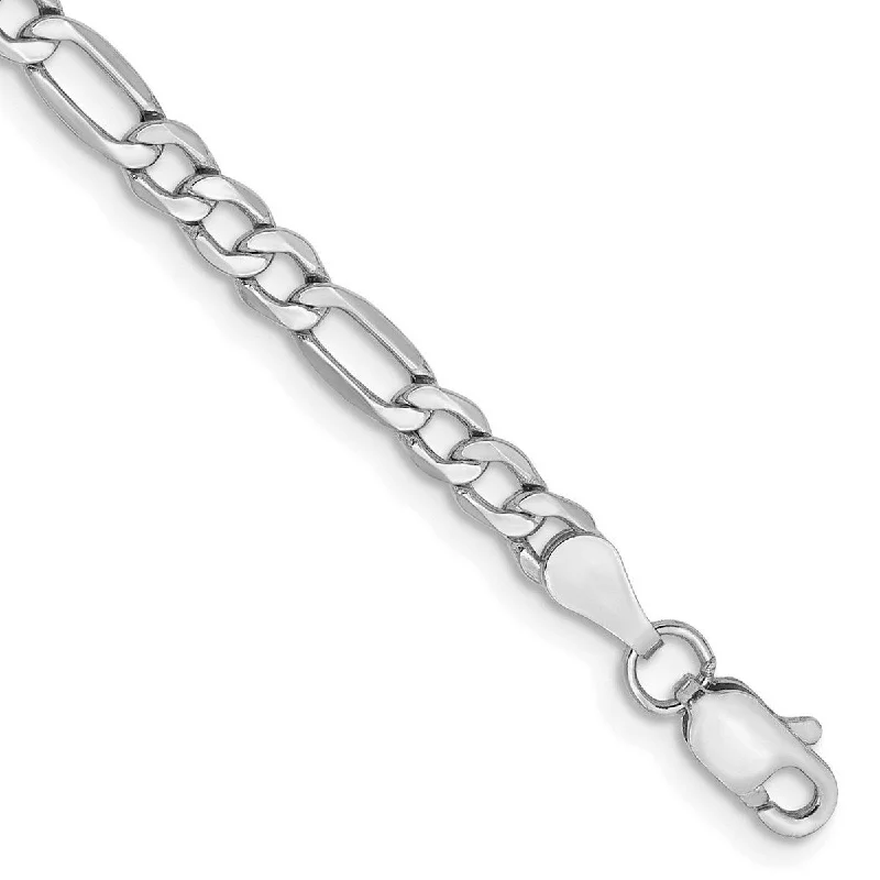 Surf theme bangles-Curata 14k White Gold 3.5mm Semi-solid Figaro Chain Bracelet - 7 Inch