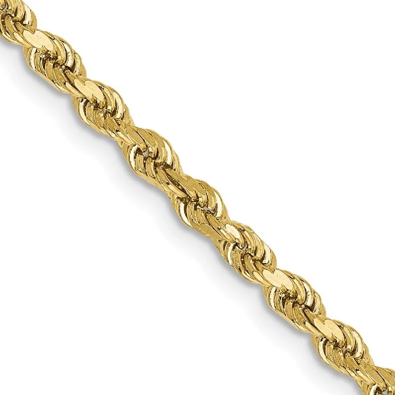 Cotton cord bangles-Curata 10k Yellow Gold Solid 9" 2.75mm Heavy Handmade Regular Rope Chain Anklet or Mens Bracelet