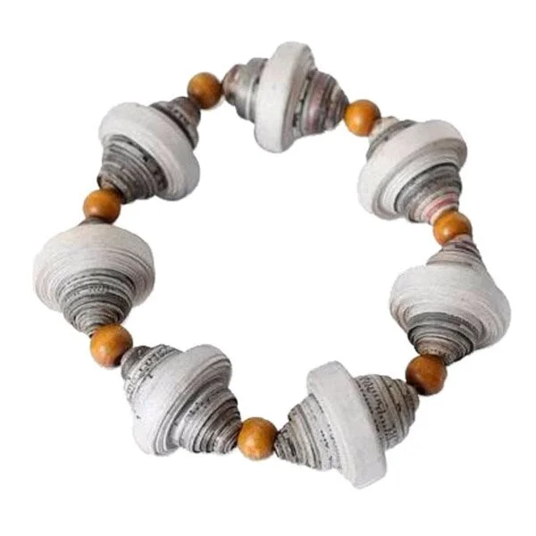 Multi-bead bangles-Handmade Golden Dawn Recycled Paper Stretch Bracelet (Ghana)