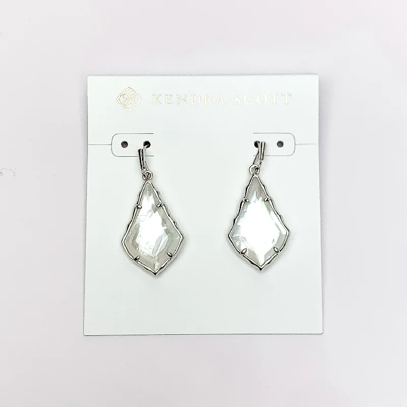 Vivid druzy earrings-Kendra Scott | Small Faceted Alex Silver Drop Earrings in Ivory Illusion