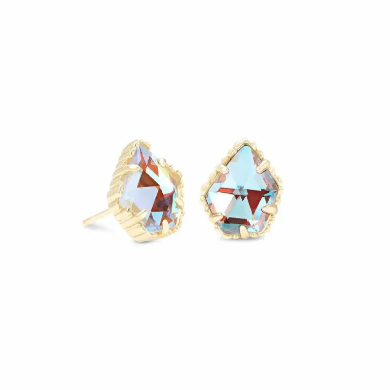 Pink gold earrings-Kendra Scott | Tessa Gold Stud Earrings in Dichroic Glass