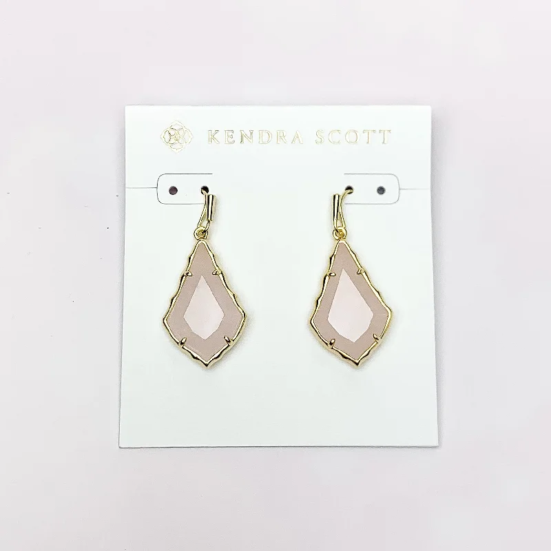 Bead braid earrings-Kendra Scott | Small Faceted Alex Gold Drop Earrings in Rose Quartz