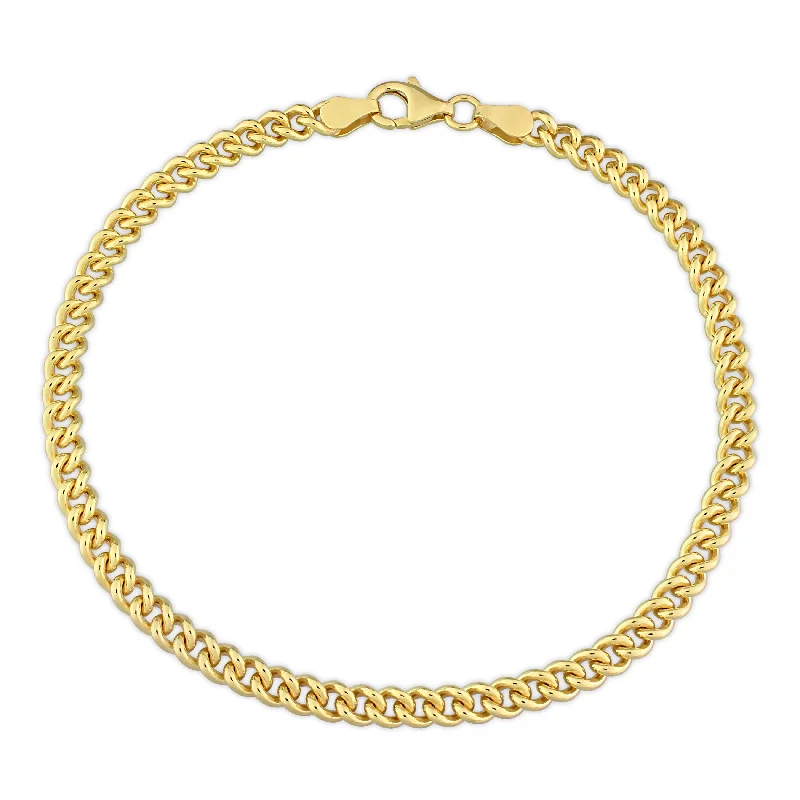 Fused metal bangles-Miadora 18kt Yellow Gold Plated Sterling Silver Curb Chain Men's Bracelet