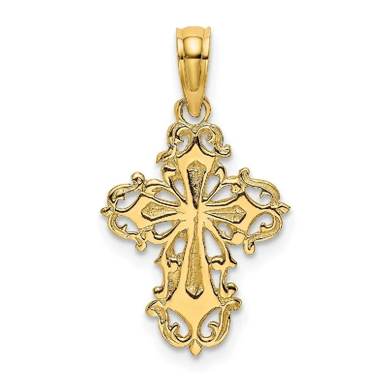 Pixie wing necklaces-Curata 14k Yellow Gold Small Ornate Cross Pendant Necklace 12mm x20mm