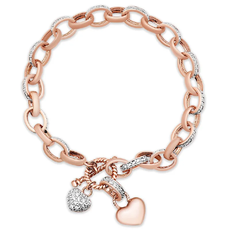 Dove feather bangles-Samantha Stone Gold Over Silver Cubic Zirconia Double Heart Toggle Bracelet