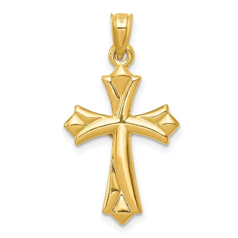 Alloy metal necklaces-Curata 14k Yellow Gold 18" Reversible Hollow Crucifix Pendant Necklace - 21x16mm