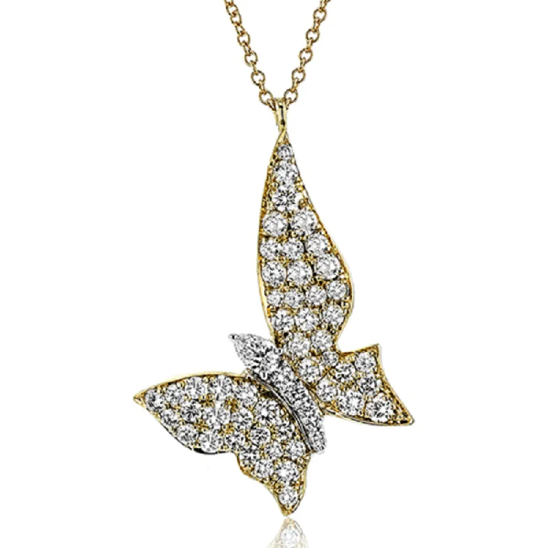 Galaxy sign necklaces-Simon G. 18k Gold Diamond Butterfly Pendant Necklace