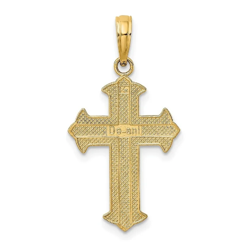 Soft thread necklaces-Curata 10k Yellow Gold with Rhodium 18" Diamond Cut Textured Geometric Cross Necklace (14.5mm x 26.9mm)