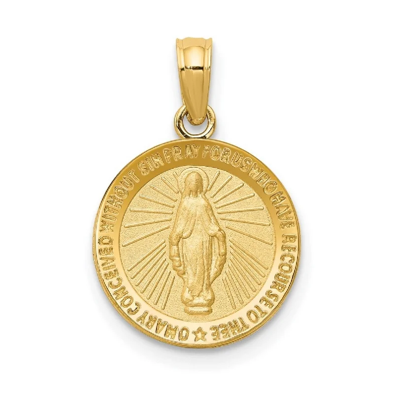 Agate gem necklaces-Curata 14k Yellow Gold 18" 12mm Miraculous Medal Pendant Necklace