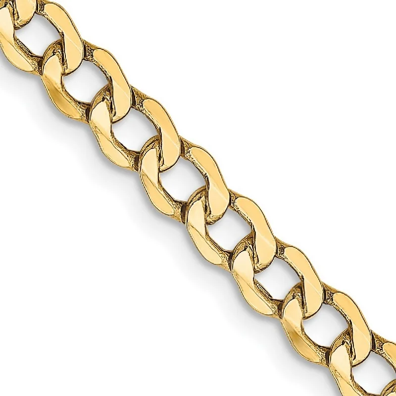 Pure star bangles-Curata 14k Yellow Gold Hollow Polished Lightweight Lobster Claw Closure 4.3mm Semi Solid Curb Link Chain Bracelet