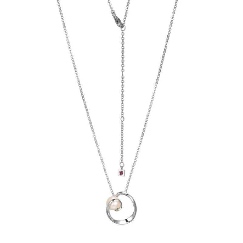 Twist clasp necklaces-Elle Sterling Silver "Luna 2.0" Freshwater Pearl Necklace