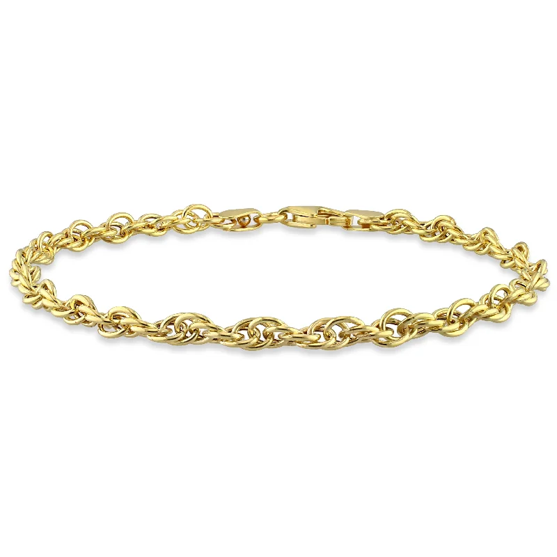 Dove feather bangles-Miadora 18kt Yellow Gold Plated Sterling Silver Singapore Chain Bracelet