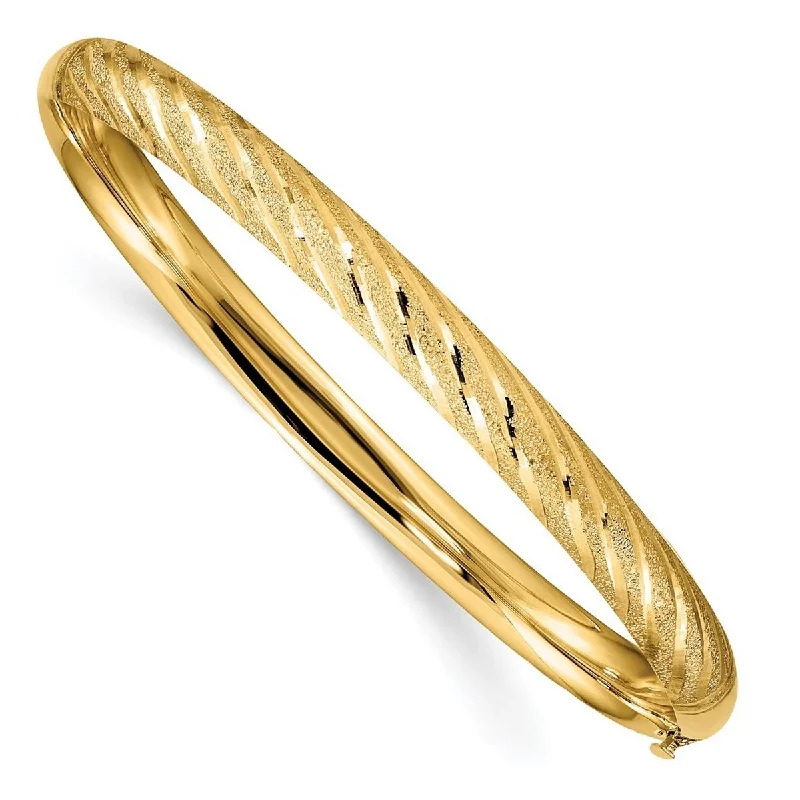 Glossy cuff bangles-Curata 14k Yellow Gold Textured Sparkle Cut Twisted Cuff Stackable Bangle Bracelet