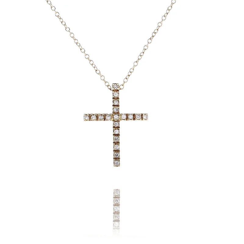 Woven knot necklaces-Estate 18 Karat Yellow Gold Diamond Cross Pendant Necklace