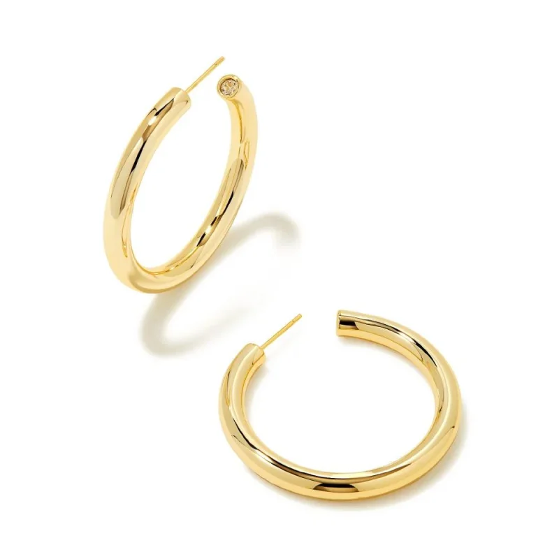 Smooth drop earrings-Kendra Scott | Colette Large Hoop Earrings in Gold