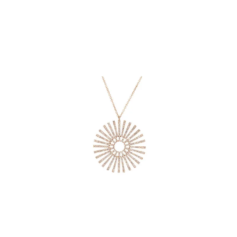 Onyx drop necklaces-14KT Rose Gold Diamond Pave Starburst Necklace