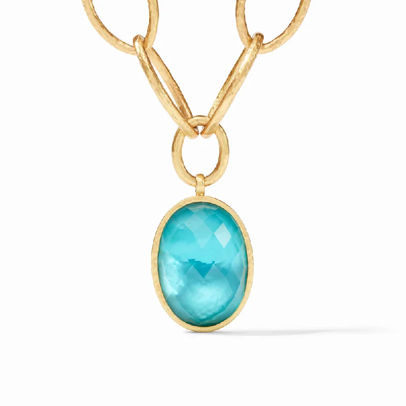 Solid bar necklaces-Julie Vos Fleur-de-Lis Statement Necklace in Iridescent Bahamian Blue