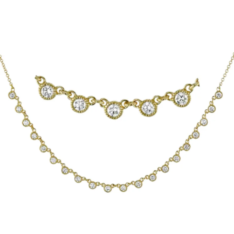 Silk fringe necklaces-Simon G. 18k Harmonie Necklace with Diamonds