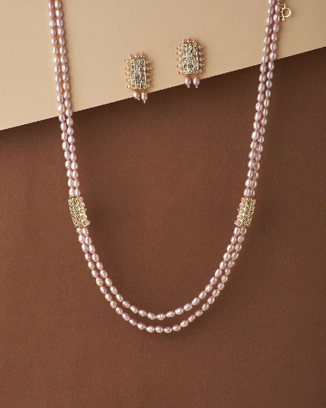 Ruby stone necklaces-Elegant Pearl Necklace Set