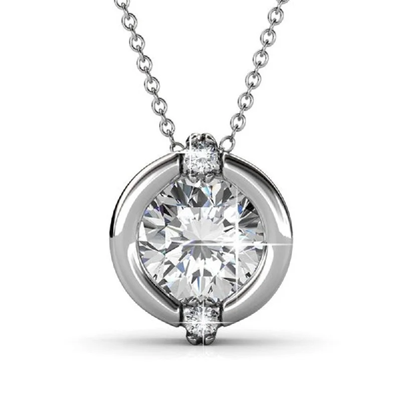 Flow shape necklaces-Zara 18k White Gold Plated Pendant Necklace with Round Cut Swarovski Crystals