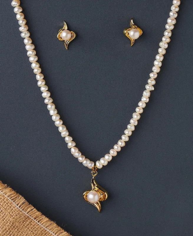 Elastic cord necklaces-Elegant Real Pearl Necklace Set