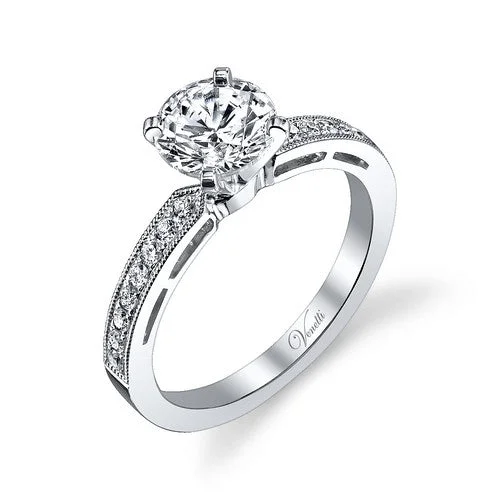 Pinch band engagement rings-14K White Gold Solitaire