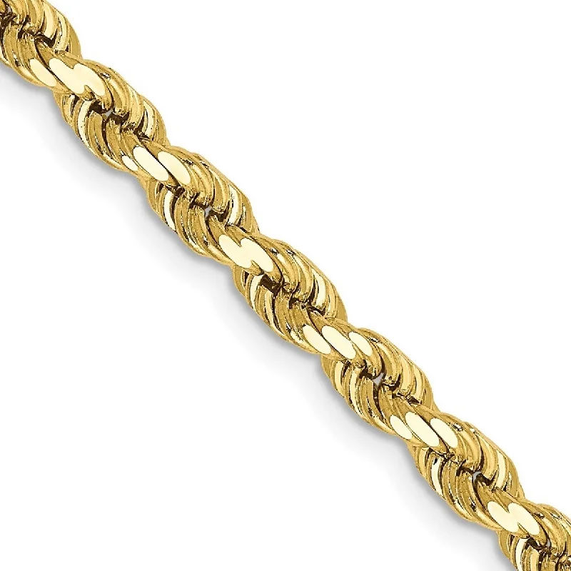 Glossy link bangles-Curata 10k Yellow Gold 8" Solid 4mm Sparkle Cut Rope Chain Bracelet