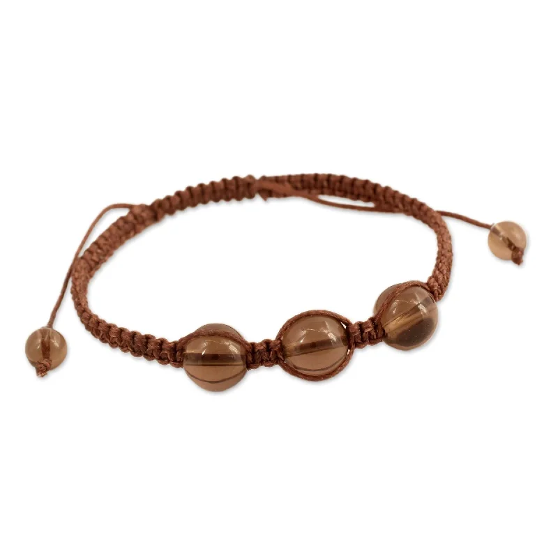 Full moon bangles-NOVICA Handmade Smoky Quartz 'Enduring Peace' Bracelet (India) - 6.25" min L - x 9.75" max L