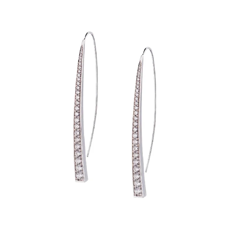 Tiny heart earrings-DIAMOND THREADER EARRING