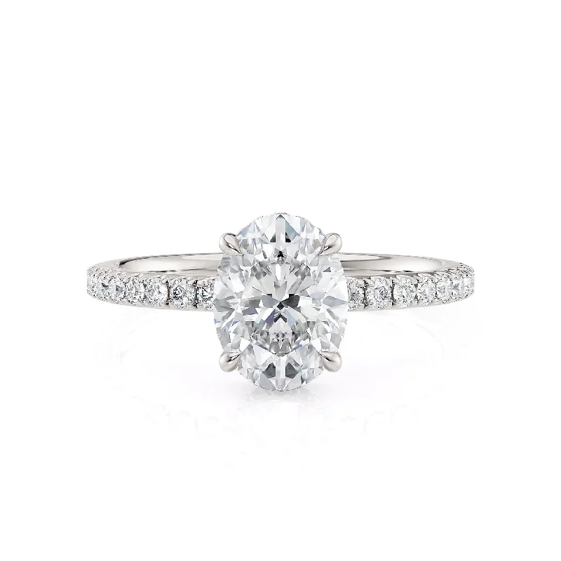 Daisy design engagement rings-Crown R742-2 Oval