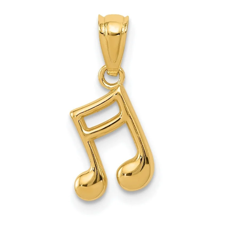 Galaxy sign necklaces-Curata 14k Yellow Gold 18" 11.2x7.5mm Small Polished Music Note Necklace