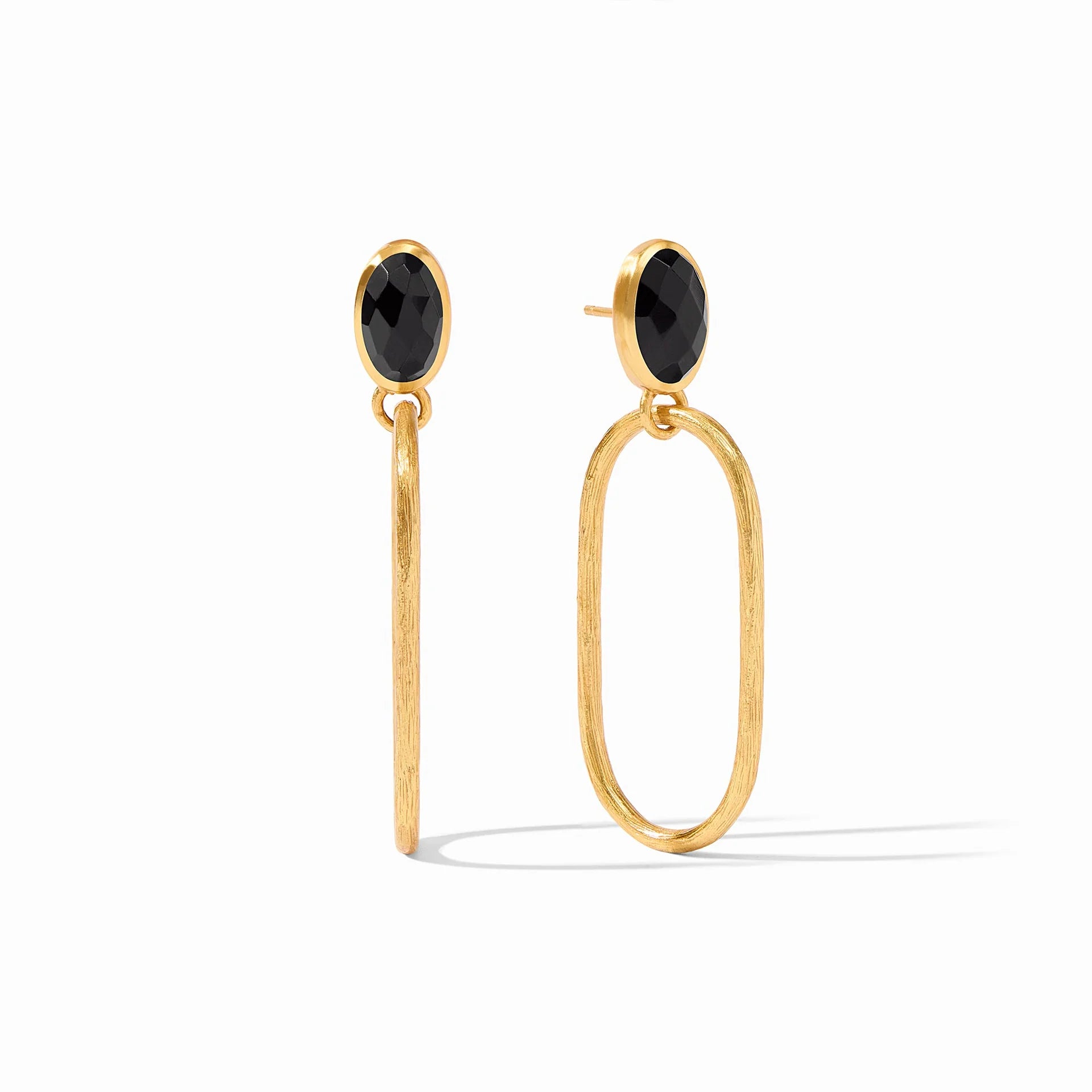 Wave design earrings-Julie Vos | Ivy Statement Earrings with Obsidian Black Crystals in Gold