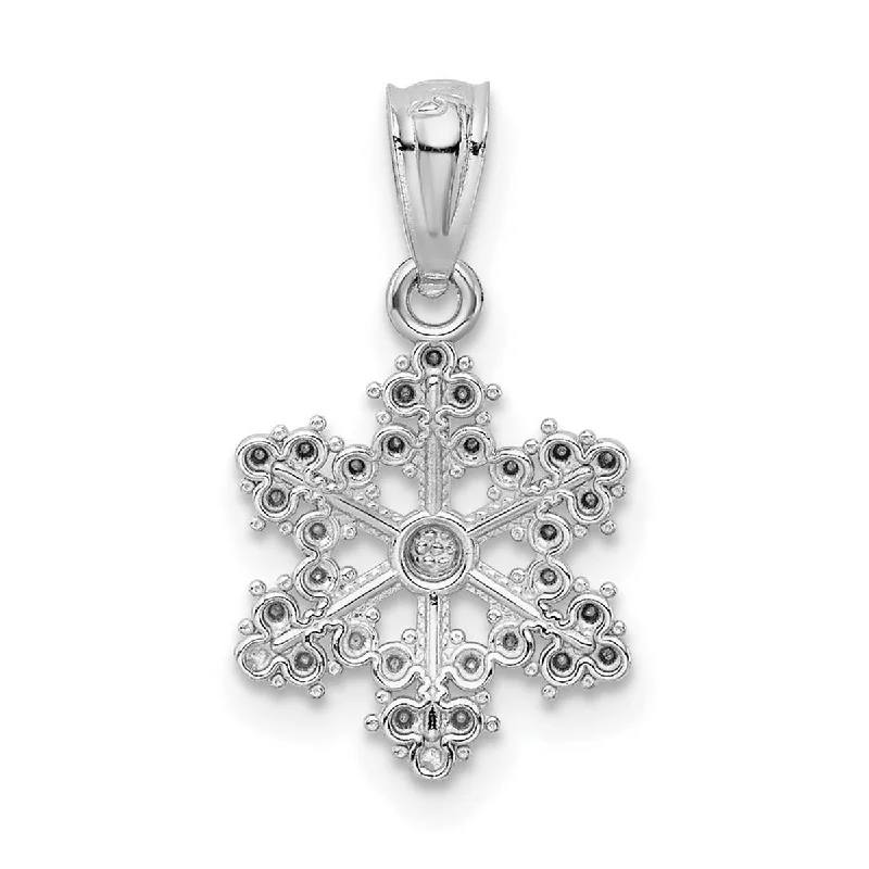 Thin enamel necklaces-Curata 14k White Gold 18" Sparkle-Cut Snowflake Pendant Necklace - 18.8x10.8mm