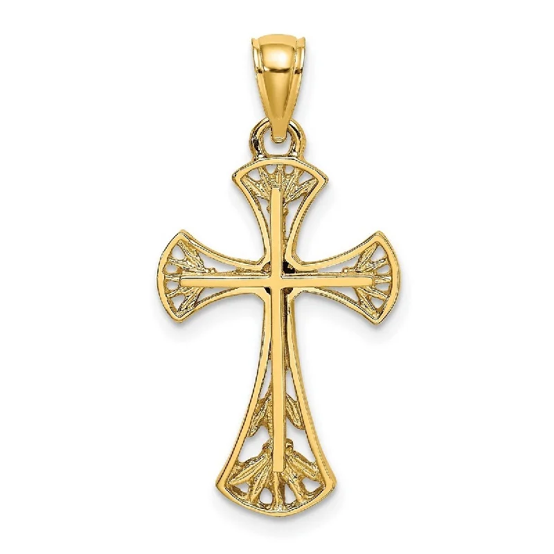 Vine weave necklaces-Curata 14k Yellow Gold Cut out With Round Edges Cross Necklace 18mm 24.1mm