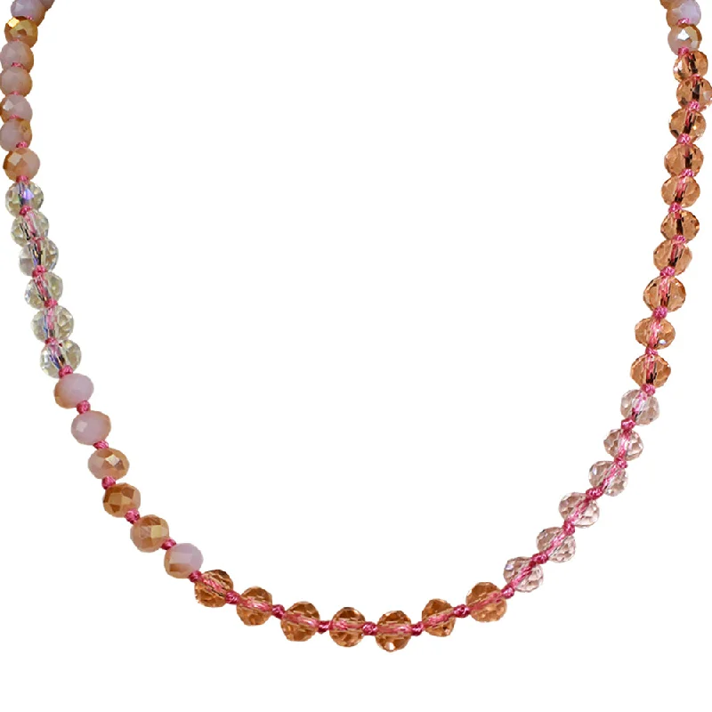 Java style necklaces-Divine Ombre 6mm Beaded Necklace (Goldtone/Pink)