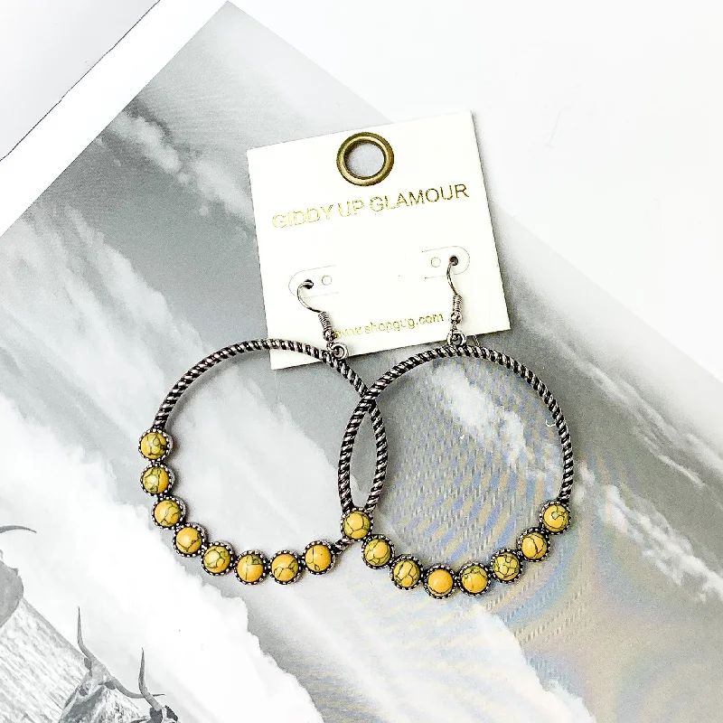 Solid ring earrings-Forever Twisted Hoop Earrings with Stones in Yellow