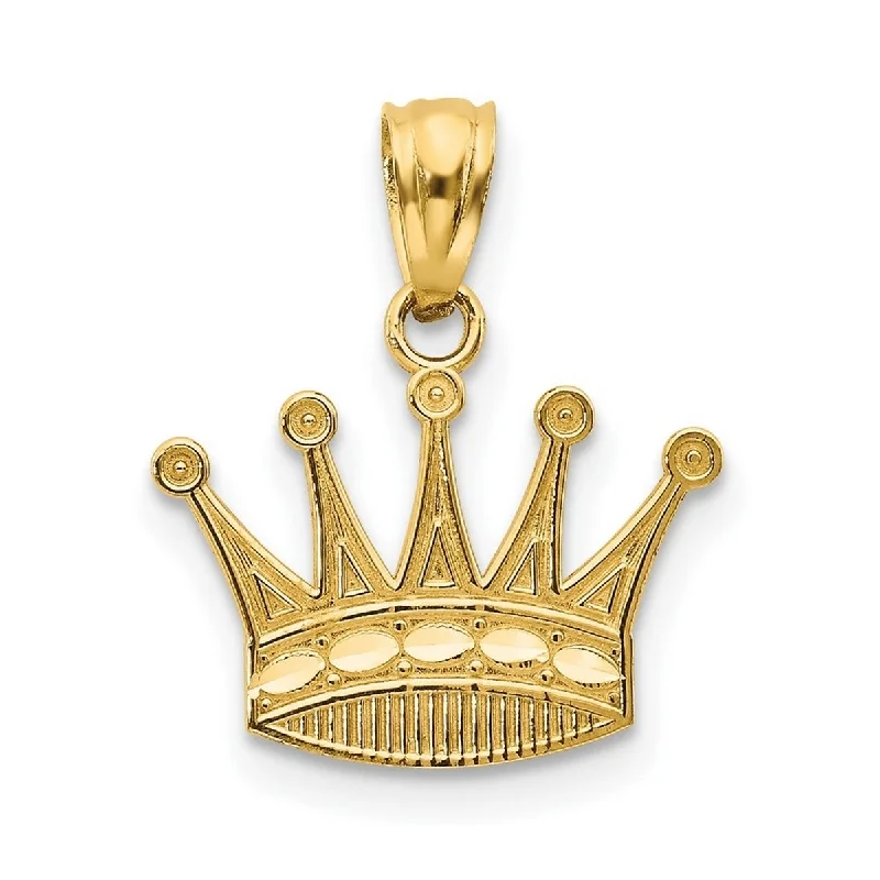 High shine necklaces-Curata 14k Yellow Gold 18" 15mm Princess Crown Pendant Necklace Necklace