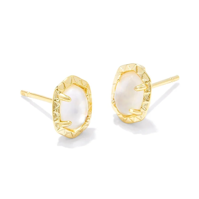 Wide hoop earrings-Kendra Scott | Daphne Gold Stud Earrings in Ivory Mother of Pearl