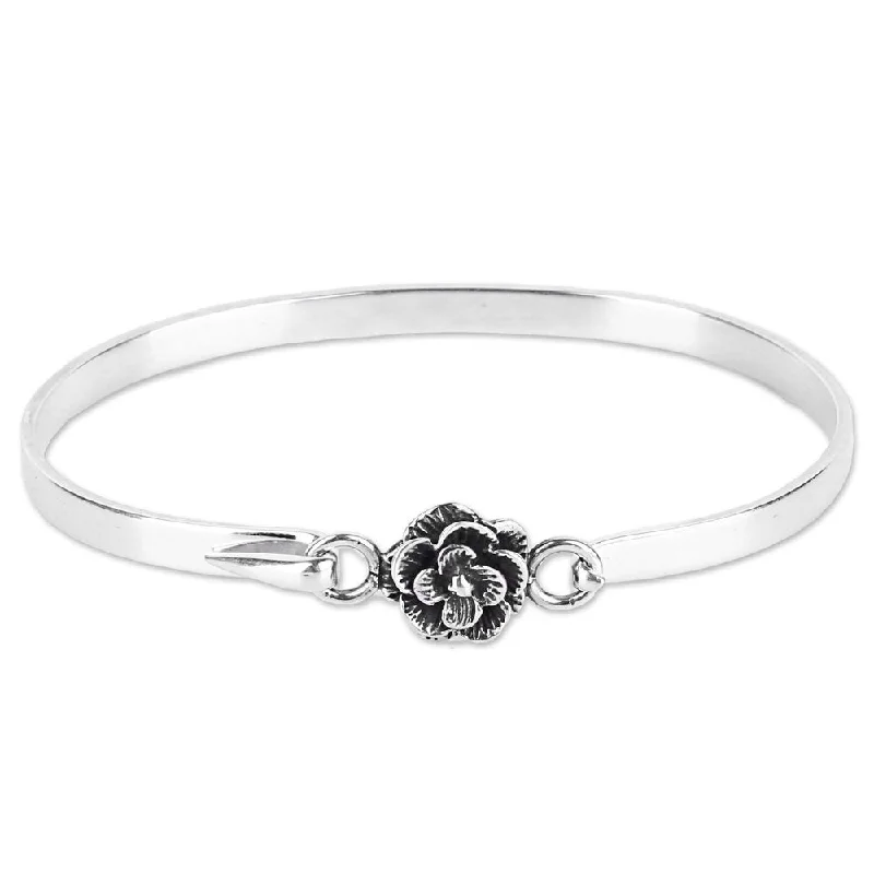 Cotton cord bangles-NOVICA Handmade Sterling Silver 'Rose Beauty' Bracelet (India)