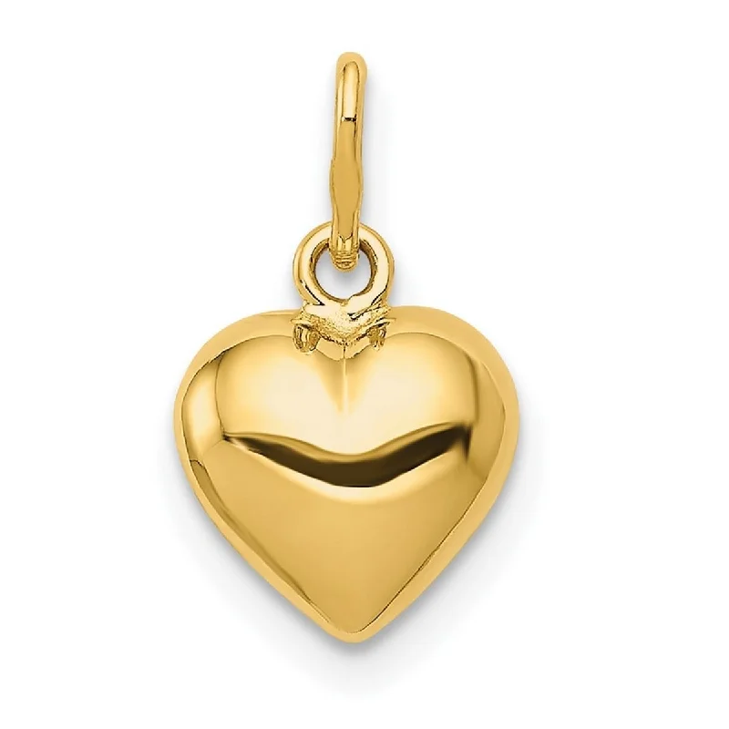 Bow knot necklaces-Curata 14k Yellow Gold 18" 9mm Polished Puffed Heart Pendant Necklace Necklace