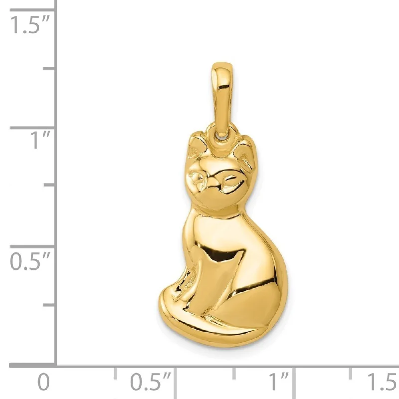 High shine necklaces-Diamond2Deal 14K Yellow Gold Cat Charm Necklace