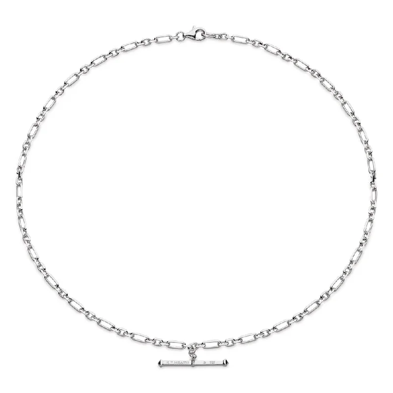 Floating gem necklaces-Kit Heath Sterling Silver Revival Astoria Figaro Chain Link T-bar Necklace