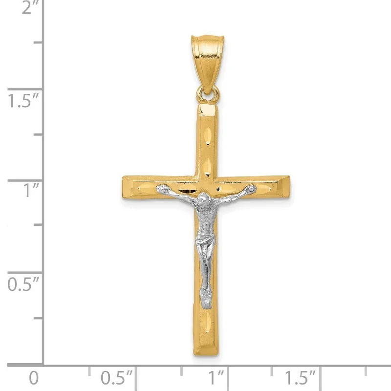 Spinel necklaces-Curata 10k Yellow Gold Rhodium 18" Sparkle Cut Crucifix Pendant Necklace