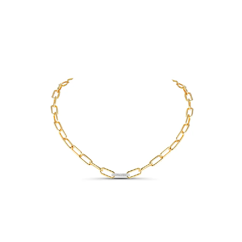 Shiny name necklaces-14K diamond link paperclip necklace