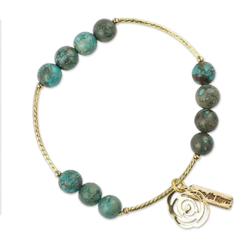 Tiny star bangles-Handmade Gold Overlay 'Rose of the Valley' Turquoise Bracelet (Mexico)